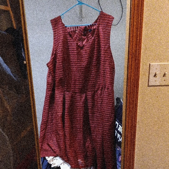 Ashley Stewart Red and Black Striped Mini Dress - Picture 1 of 1